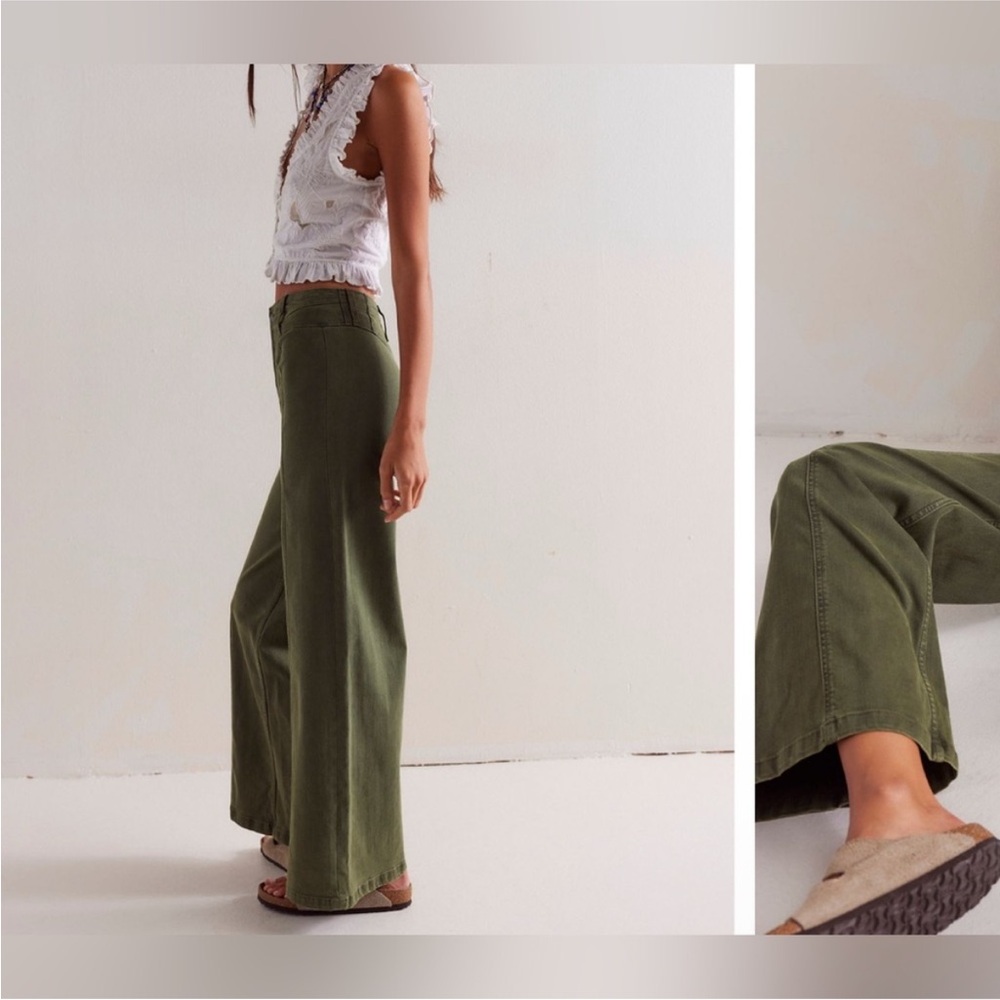 NWT Free People We The Free Libre Wide-Leg Jeans - thyme green - 25 - Picture 5 of 10